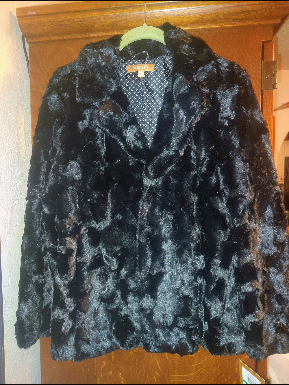 Ellen Tracy Black Faux Fur Coat - Women's Jacket